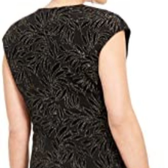 CONNECTED APPAREL Black/Gold Cap Sleeve Dress - Picture 4 of 5
